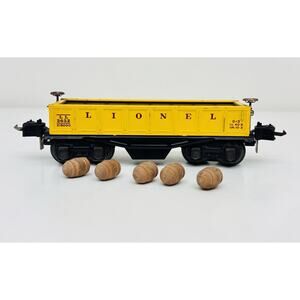 Lionel Prewar O 3652 Operating Gondola Dump Car w/ Barrels Untested